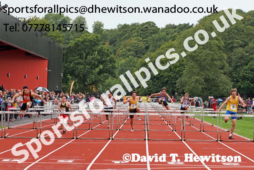 Mens and Boys hurdles at the Northern Inter-Counties under-17s and 15s at Witton Park, Blackburn. Photo: David T. Hewitson/Sports for All Pics